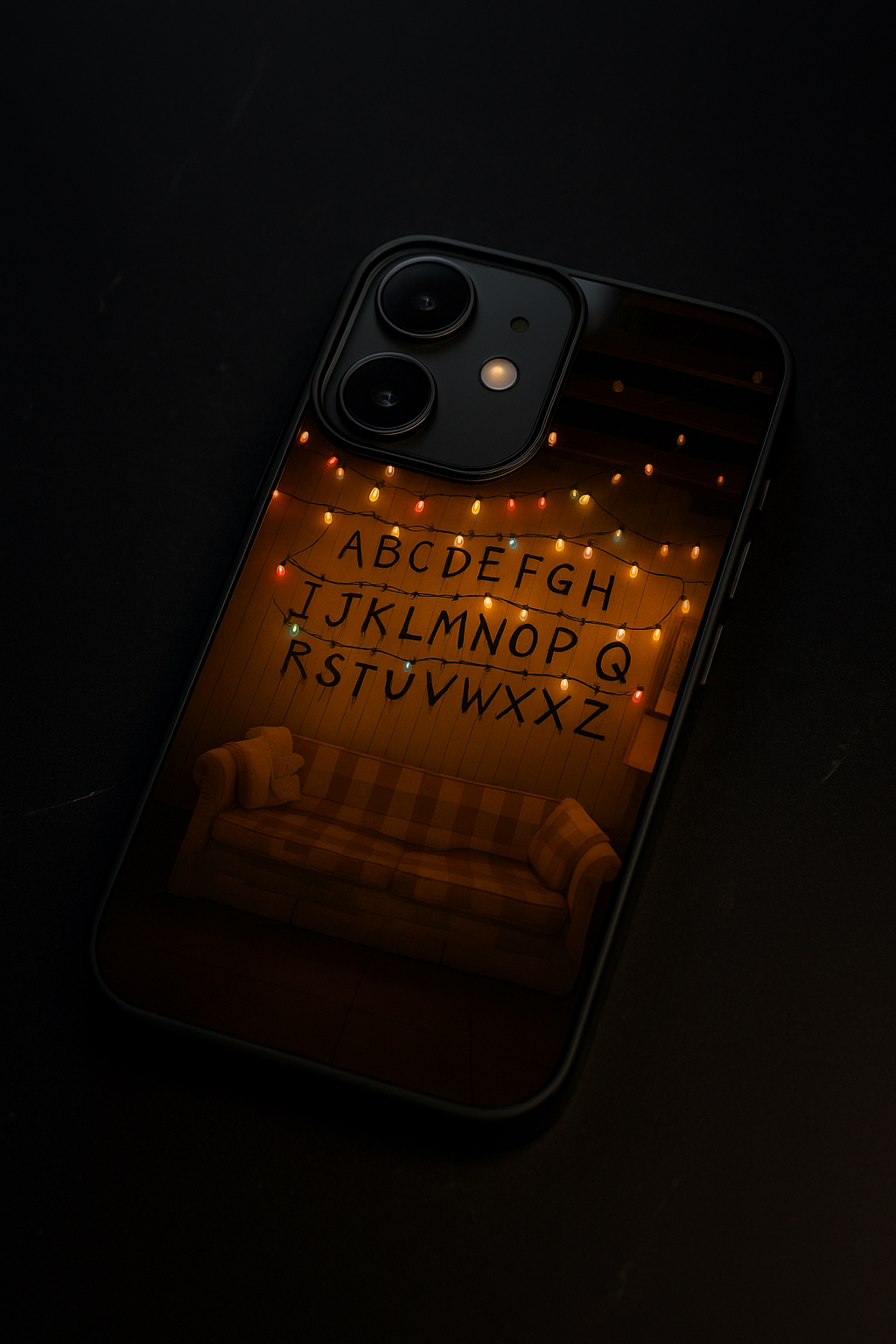STRANGER THINGS- The Alphabet Wall Premium Glass Back Cover For iPhone 11,12,13,14,15,16,17 Models The Case & Co