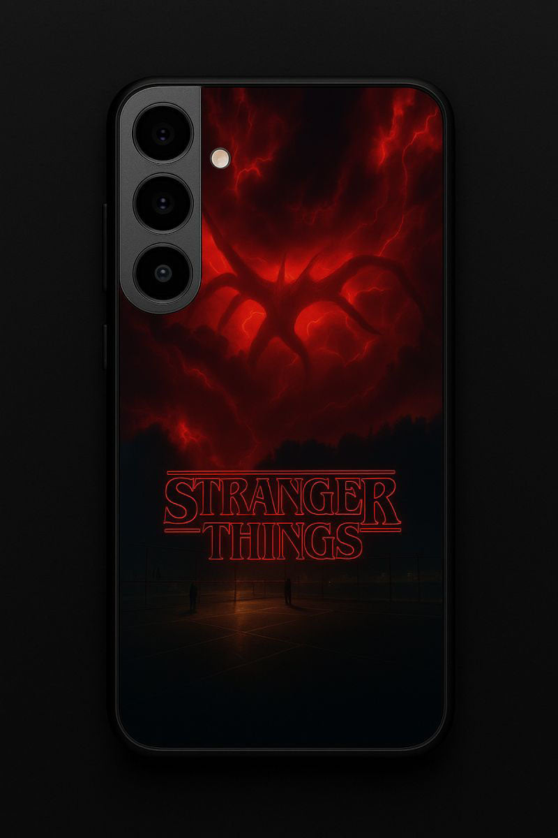 STRANGER THINGS- The Dark Overlord Premium Glass Back Cover For Galaxy S, A, M & F Series The Case & Co
