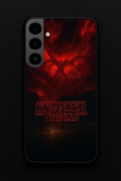 STRANGER THINGS- The Dark Overlord Premium Glass Back Cover For Galaxy S, A, M & F Series The Case & Co