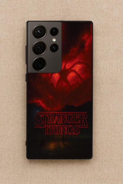 STRANGER THINGS- The Dark Overlord Premium Glass Back Cover For Galaxy S, A, M & F Series The Case & Co