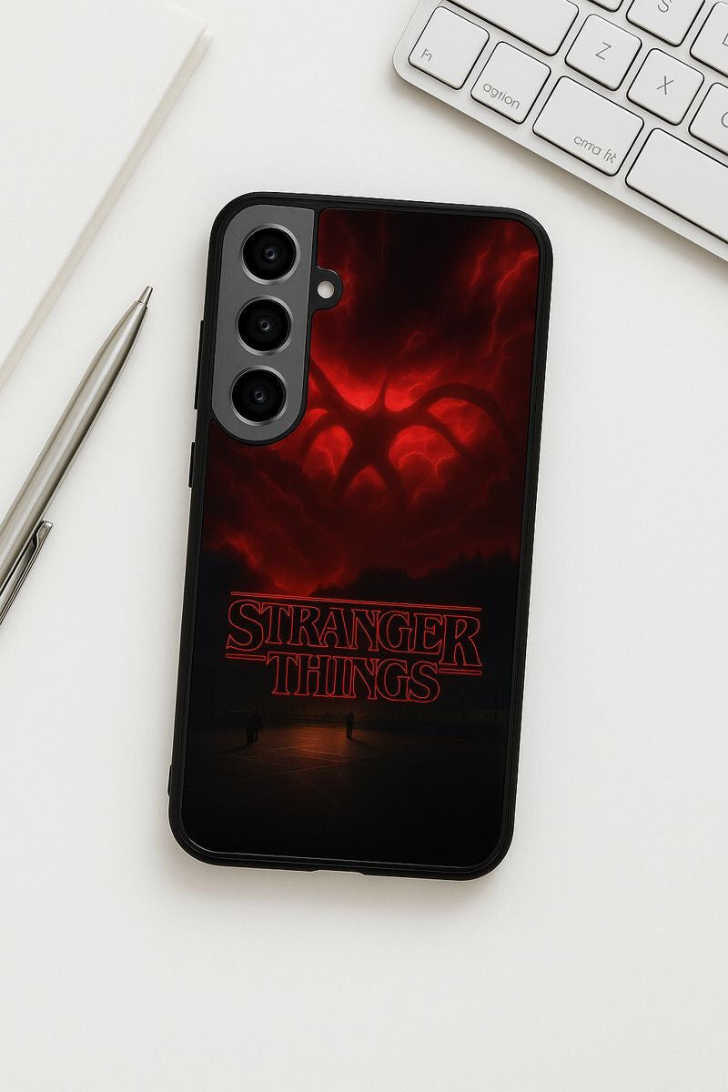 STRANGER THINGS- The Dark Overlord Premium Glass Back Cover For Galaxy S, A, M & F Series The Case & Co