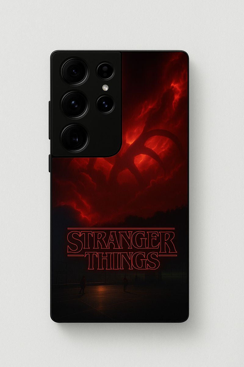 STRANGER THINGS- The Dark Overlord Premium Glass Back Cover For Galaxy S, A, M & F Series The Case & Co