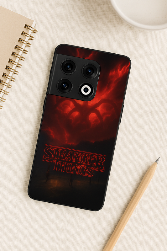 STRANGER THINGS- The Dark Overlord Premium Glass Back Cover For One Plus 13, 12, 11, 10, Nord Series The Case & Co