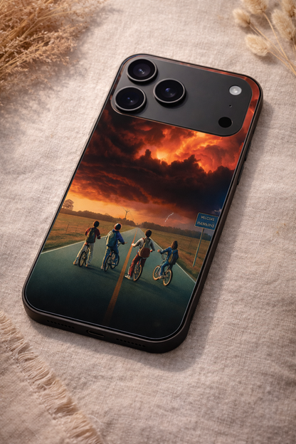 STRANGER THINGS- The Four Riders Premium Glass Back Cover For iPhone 11,12,13,14,15,16,17 Models The Case & Co