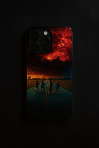 STRANGER THINGS- The Four Riders Premium Glass Back Cover For iPhone 11,12,13,14,15,16,17 Models The Case & Co