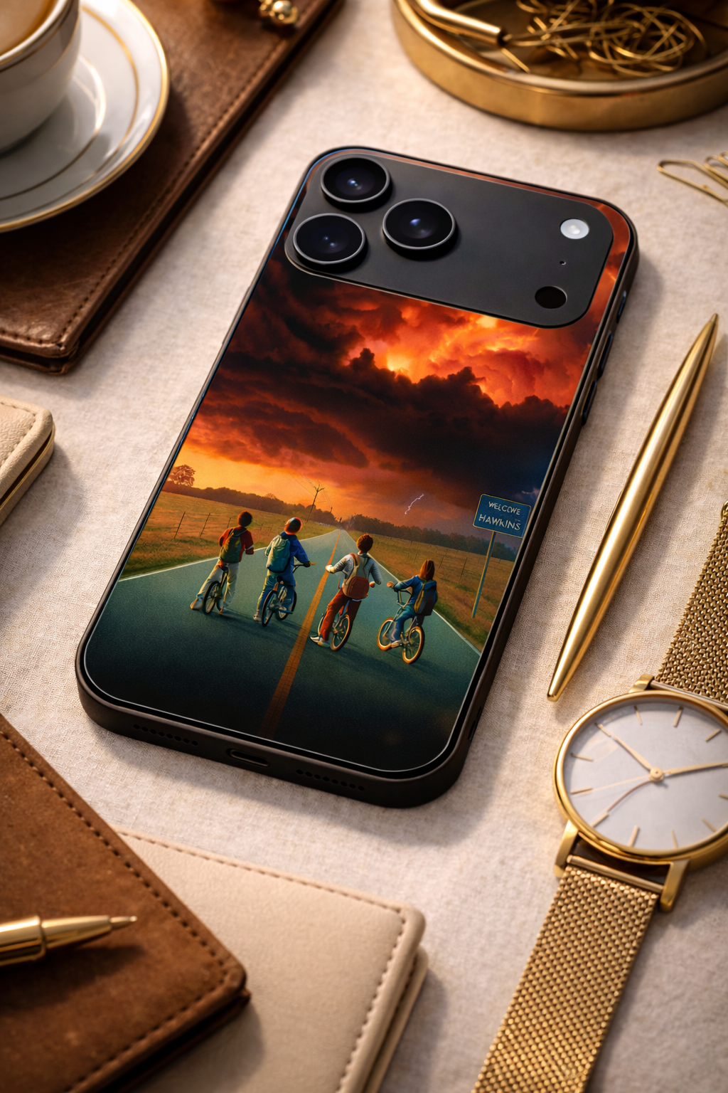 STRANGER THINGS- The Four Riders Premium Glass Back Cover For iPhone 11,12,13,14,15,16,17 Models The Case & Co