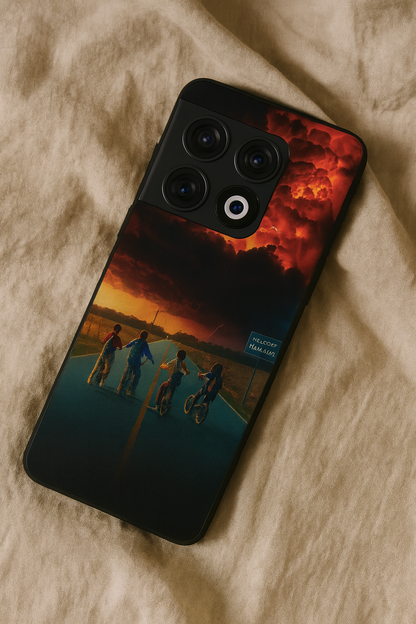 STRANGER THINGS- The Four Riders Premium Glass Back Cover For One Plus 13, 12, 11, 10, Nord Series The Case & Co