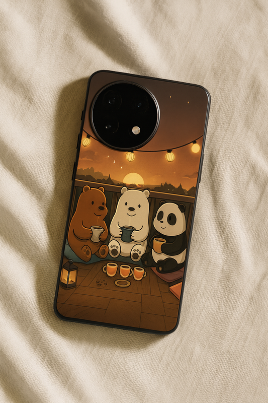 Tea Time Trio Glass Back Cover For One Plus 13, 12, 11, 10, Nord Series The Case & Co