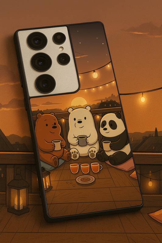 Tea Time Trio Premium Glass Back Cover For Galaxy S, A, M & F Series The Case & Co