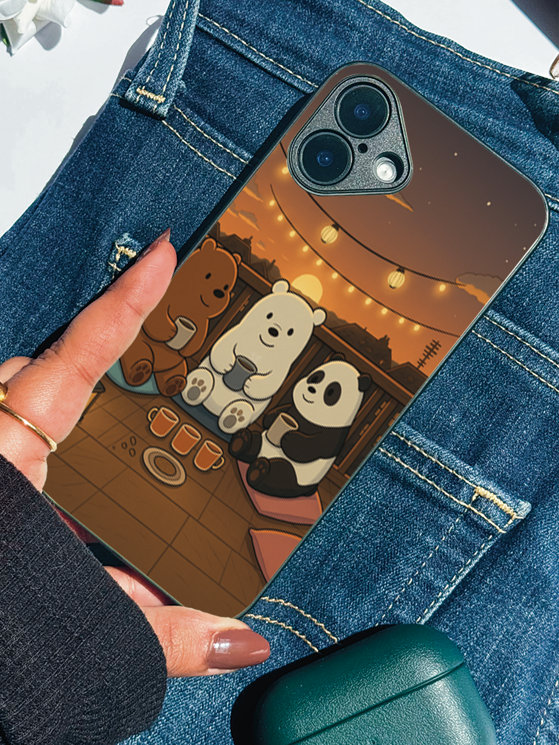 Tea Time Trio Premium Glass Back Cover For iPhone 11,12,13,14,15,16,17 Models The Case & Co