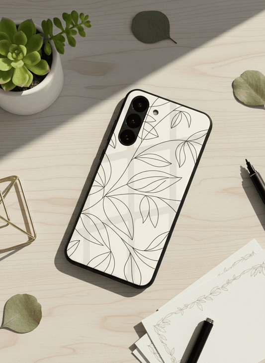 The Petal Sketch Premium Glass Back Cover For Galaxy S, A, M & F Series The Case & Co