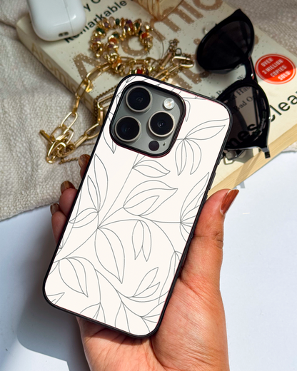 The Petal Sketch Premium Glass Back Cover For iPhone 11,12,13,14,15,16,17 Models The Case & Co
