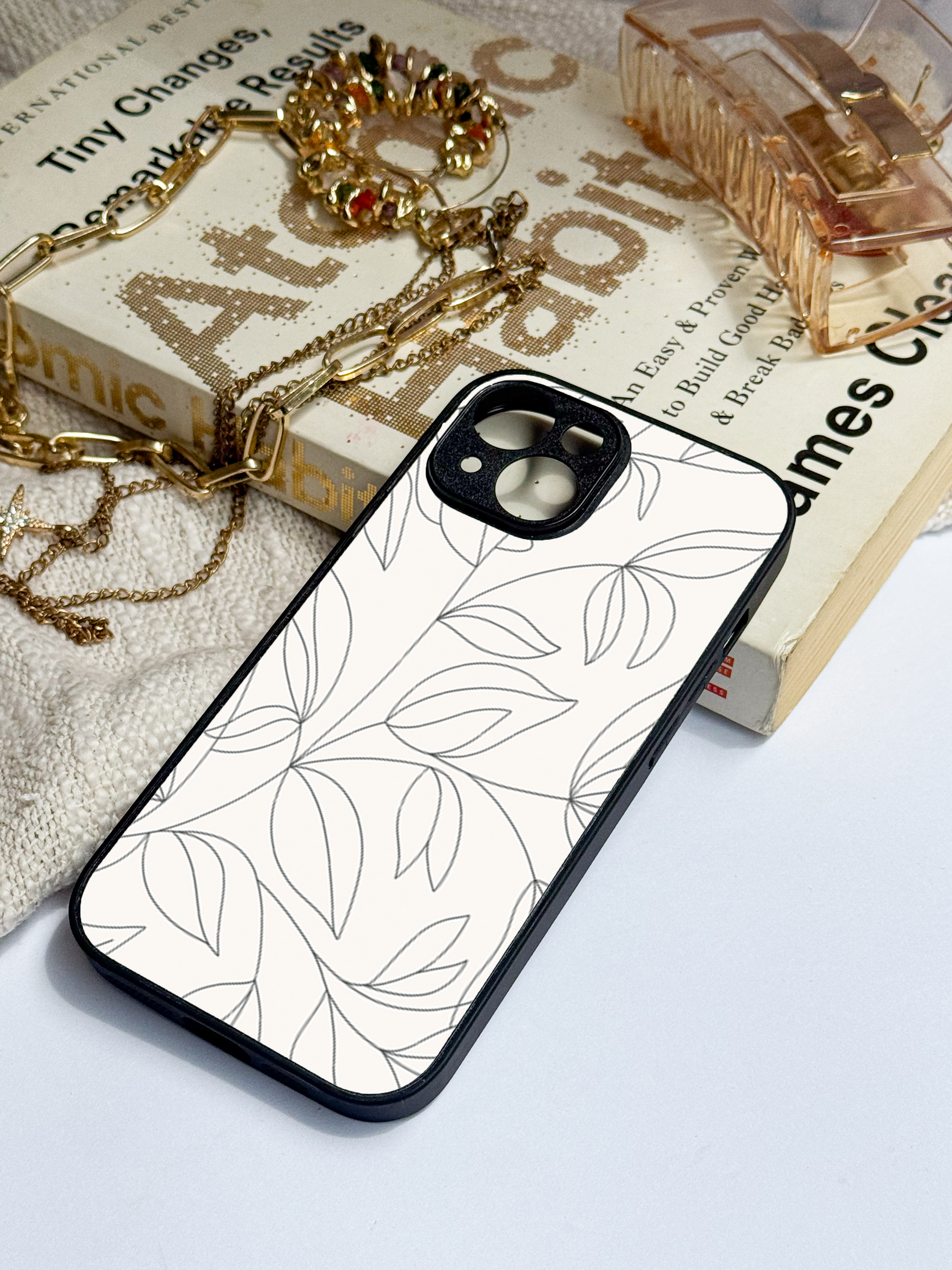 The Petal Sketch Premium Glass Back Cover For iPhone 11,12,13,14,15,16,17 Models The Case & Co