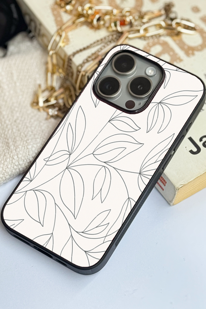The Petal Sketch Premium Glass Back Cover For iPhone 11,12,13,14,15,16,17 Models The Case & Co