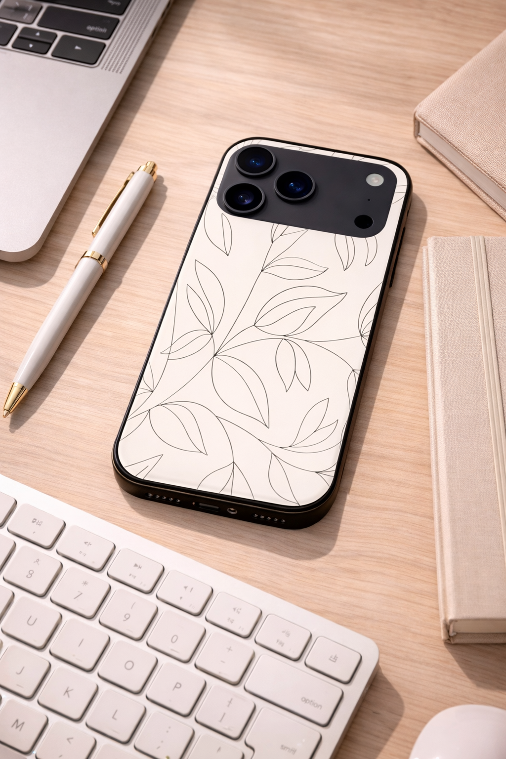 The Petal Sketch Premium Glass Back Cover For iPhone 11,12,13,14,15,16,17 Models The Case & Co