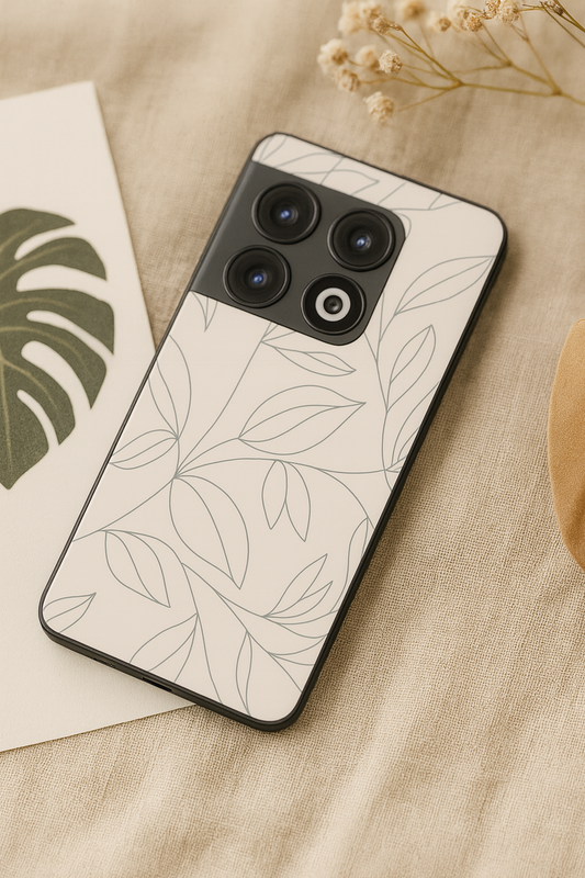 The Petal Sketch Premium Glass Back Cover For One Plus 13, 12, 11, 10, Nord Series The Case & Co