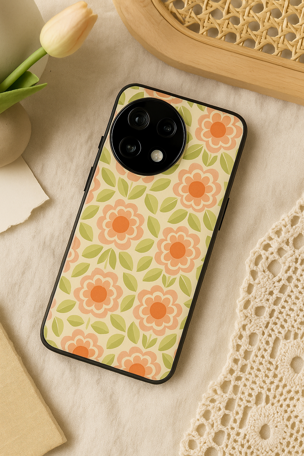 Traditional Floral Love Premium Glass Back Cover For One Plus 13, 12, 11, 10, Nord Series The Case & Co