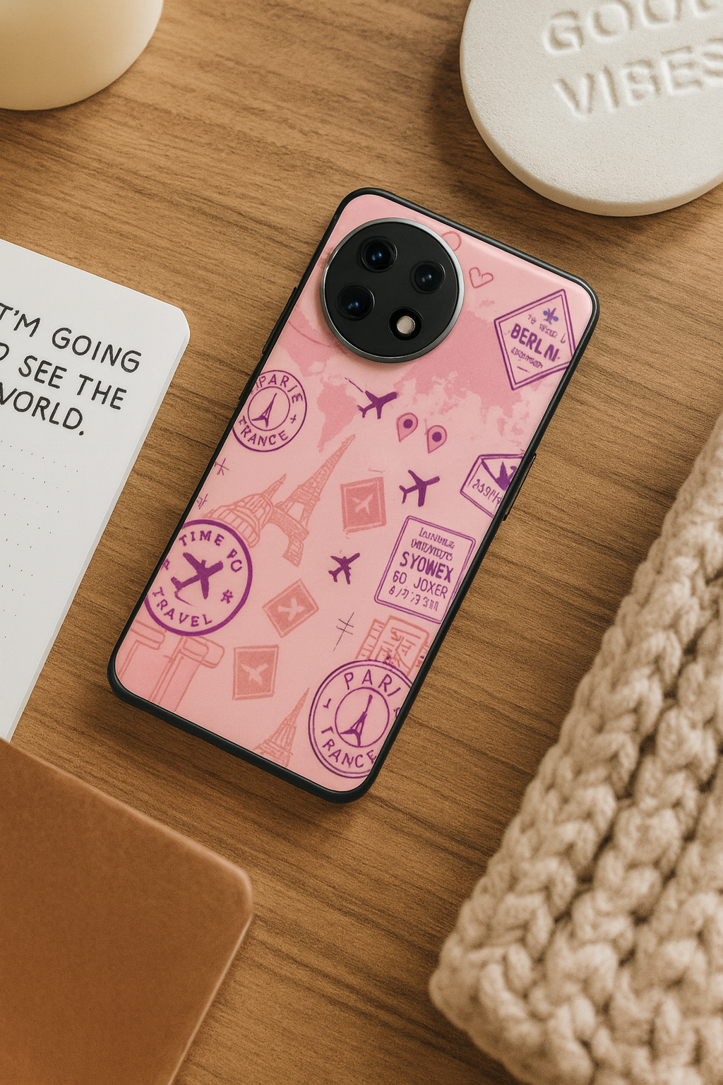 Travel Bug Premium Glass Back Cover For One Plus 13, 12, 11, 10, Nord Series The Case & Co