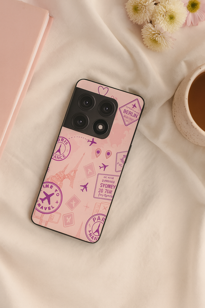 Travel Bug Premium Glass Back Cover For One Plus 13, 12, 11, 10, Nord Series The Case & Co