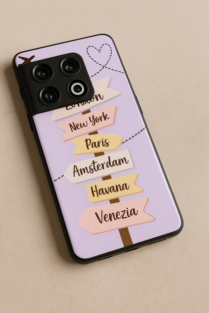 Travel Dreams Premium Glass Back Cover For One Plus 13, 12, 11, 10, Nord Series The Case & Co