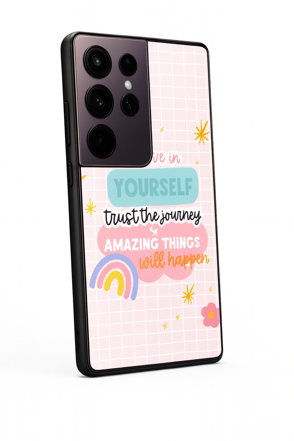 Trust The Journey Premium Glass Back Cover For Galaxy S, A, M & F Series The Case & Co