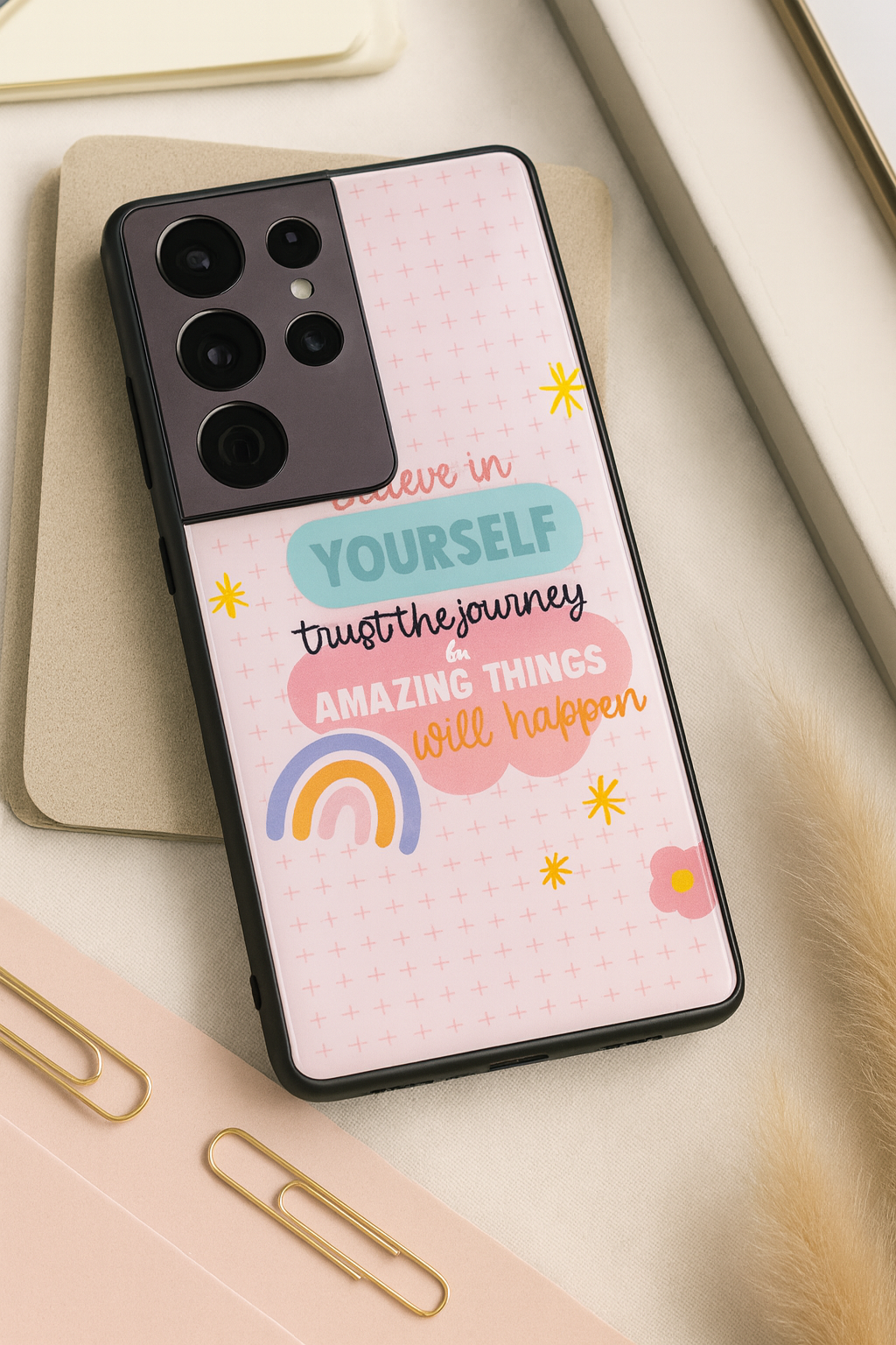 Trust The Journey Premium Glass Back Cover For Galaxy S, A, M & F Series The Case & Co