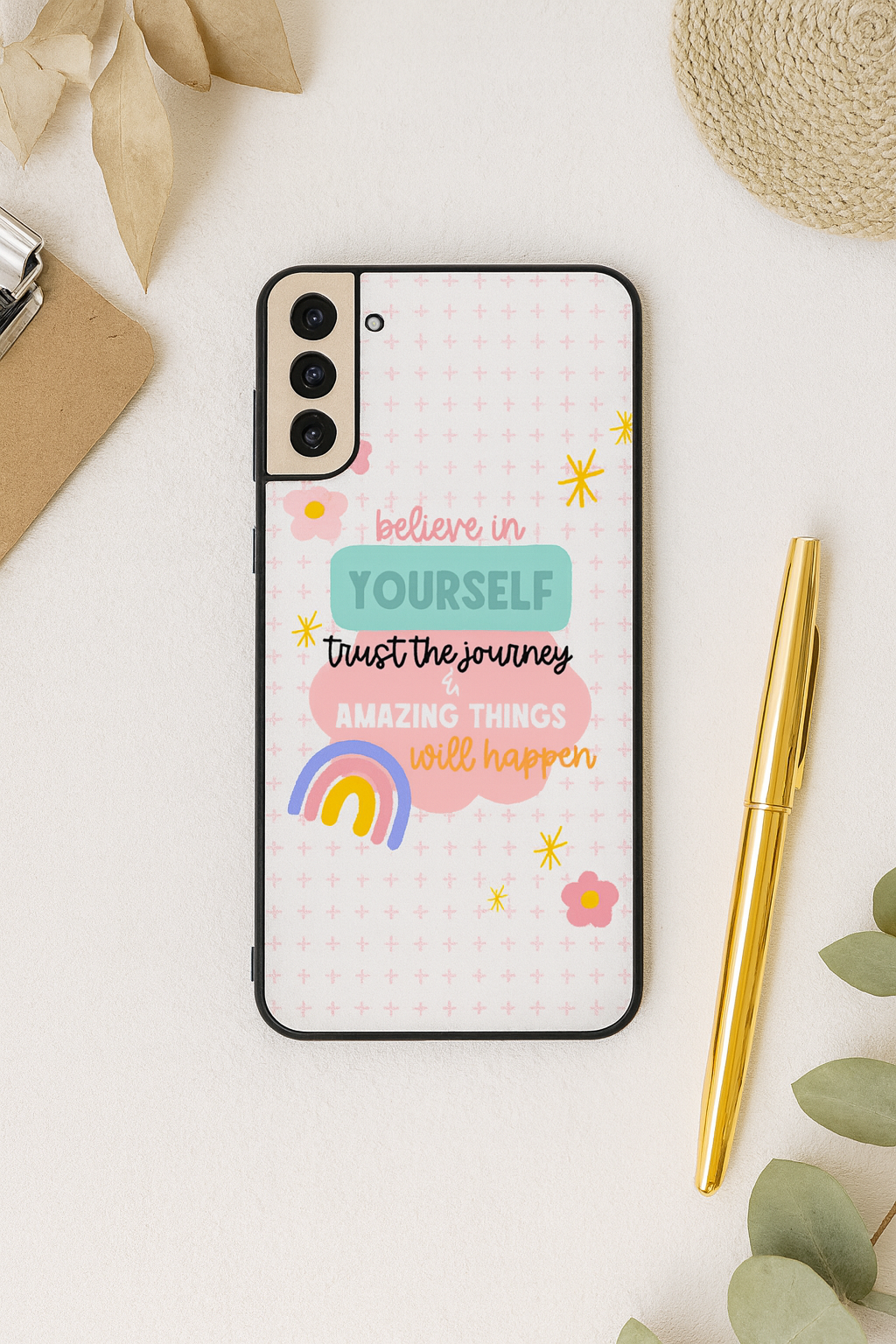 Trust The Journey Premium Glass Back Cover For Galaxy S, A, M & F Series The Case & Co