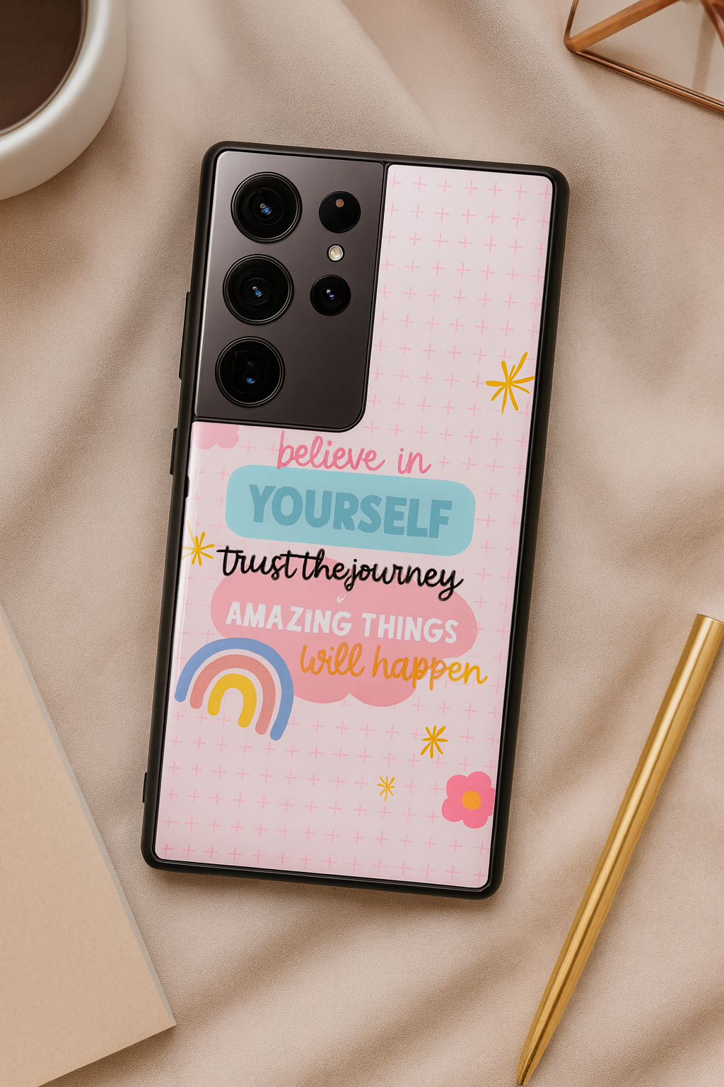 Trust The Journey Premium Glass Back Cover For Galaxy S, A, M & F Series The Case & Co