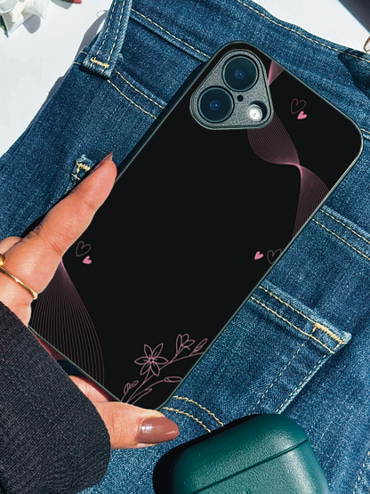 Velvet Bloom Personalised Name Premium Glass Back Cover For iPhone 11,12,13,14,15,16,17 Models The Case & Co