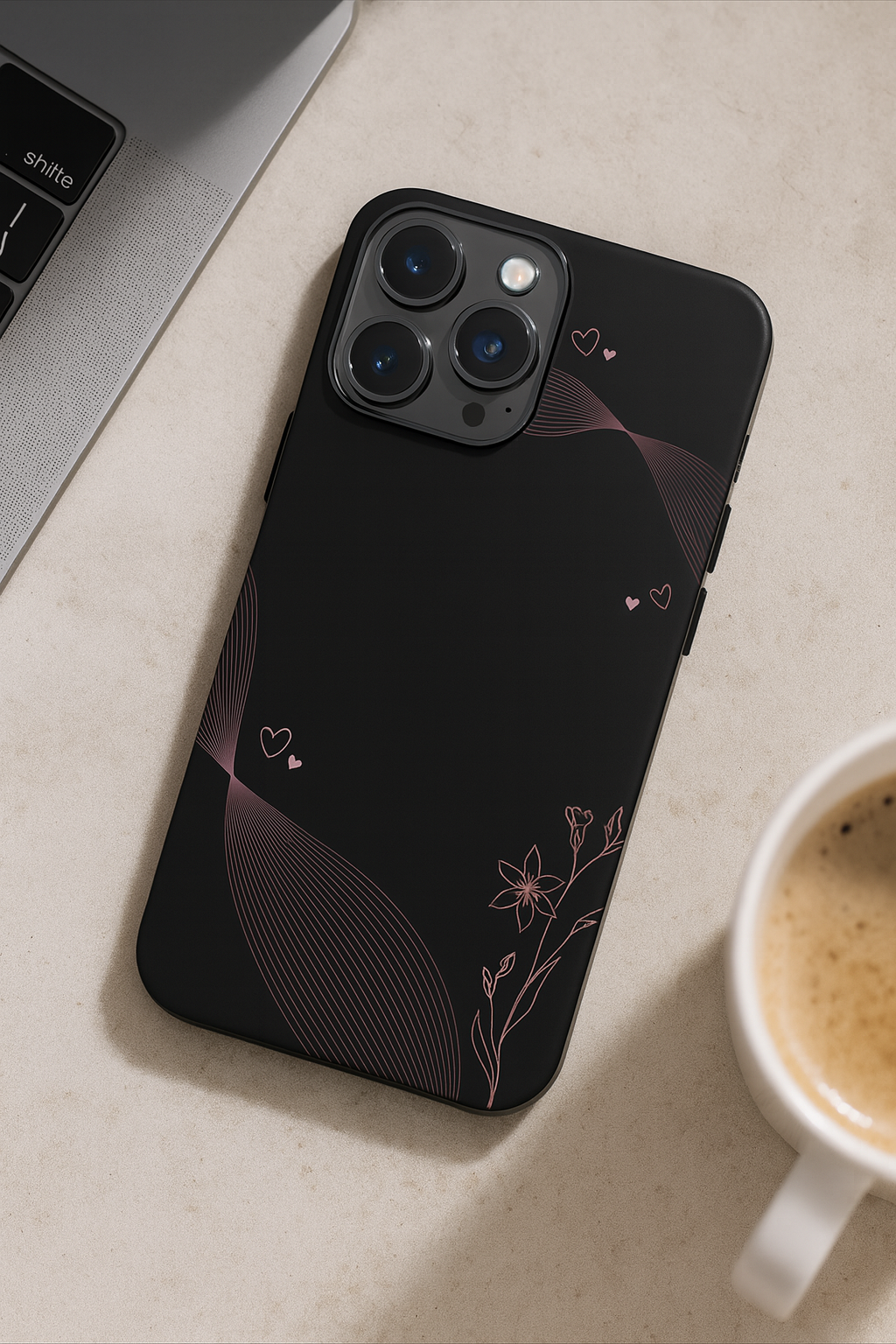 Velvet Bloom Personalised Name Premium Glass Back Cover For iPhone 11,12,13,14,15,16,17 Models The Case & Co