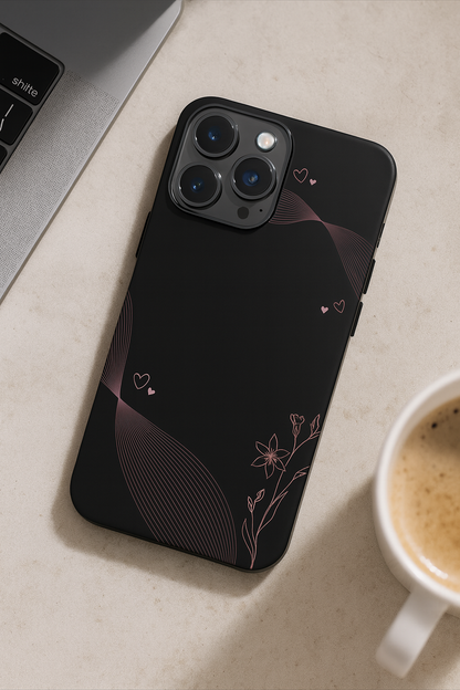 Velvet Bloom Personalised Name Premium Glass Back Cover For iPhone 11,12,13,14,15,16,17 Models The Case & Co