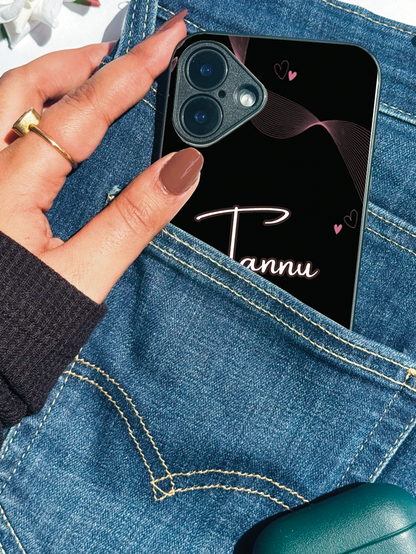 Velvet Bloom Personalised Name Premium Glass Back Cover For iPhone 11,12,13,14,15,16,17 Models The Case & Co