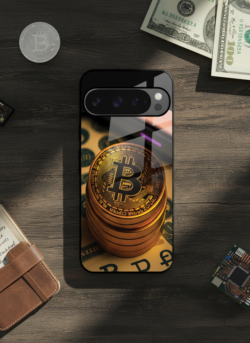 Bitcoin Blaze Premium Glass Back Cover For Google Pixel 7,8,9,10 Series