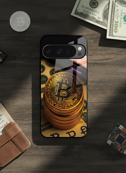 Bitcoin Blaze Premium Glass Back Cover For Google Pixel 7,8,9,10 Series