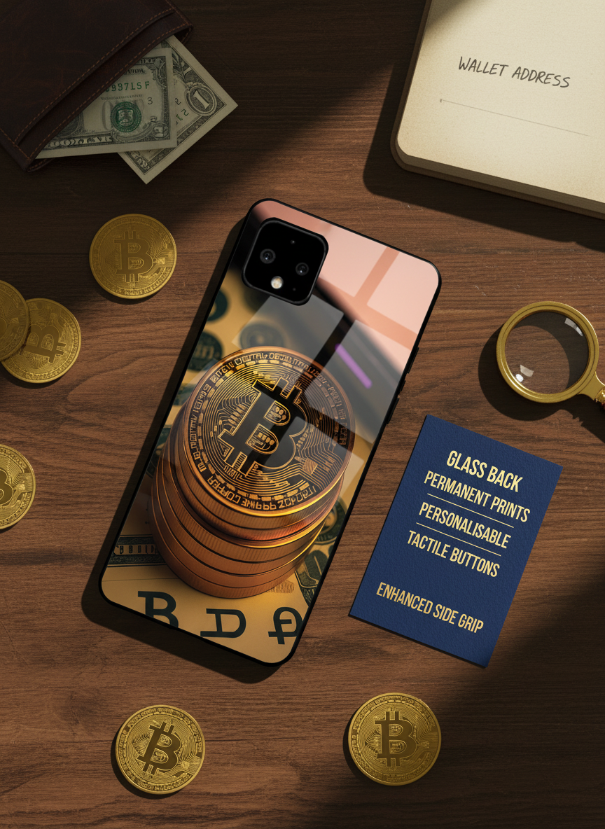 Bitcoin Blaze Premium Glass Back Cover For Google Pixel 7,8,9,10 Series