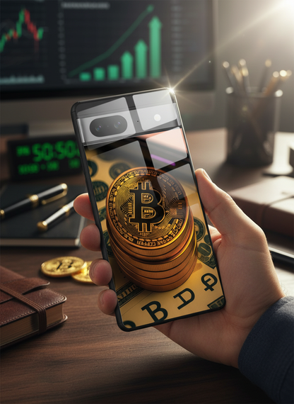Bitcoin Blaze Premium Glass Back Cover For Google Pixel 7,8,9,10 Series