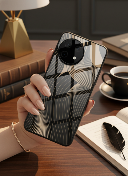 Aesthetic Swirls Premium Glass Back Cover For One Plus 13, 12, 11, 10, Nord Series