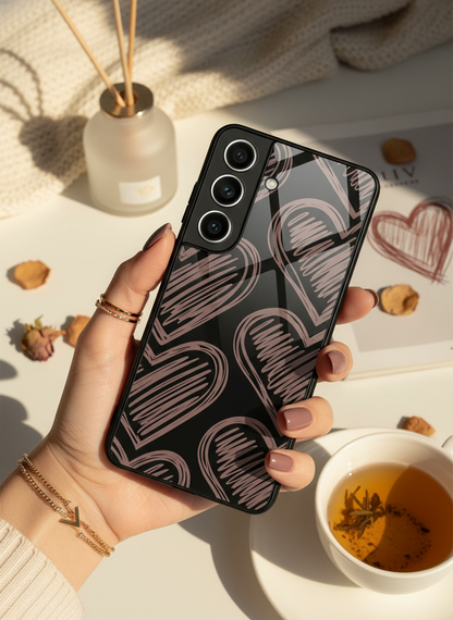 Heartlines Premium Glass Back Cover For Galaxy S, A, M & F Series