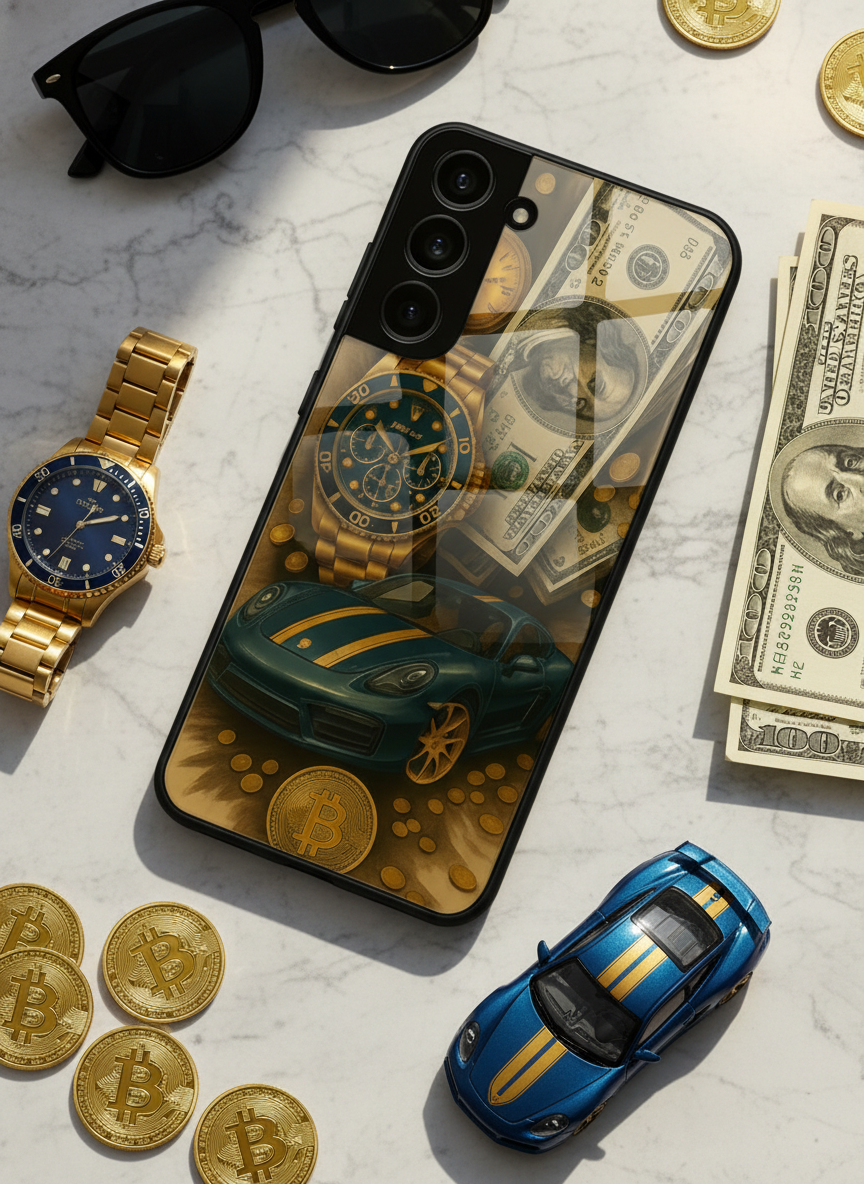 Crypto King Premium Glass Back Cover For Galaxy S, A, M & F Series
