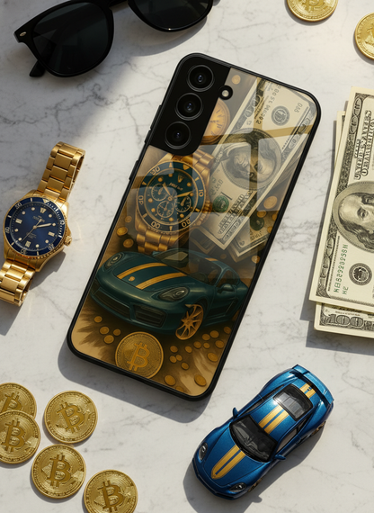 Crypto King Premium Glass Back Cover For Galaxy S, A, M & F Series