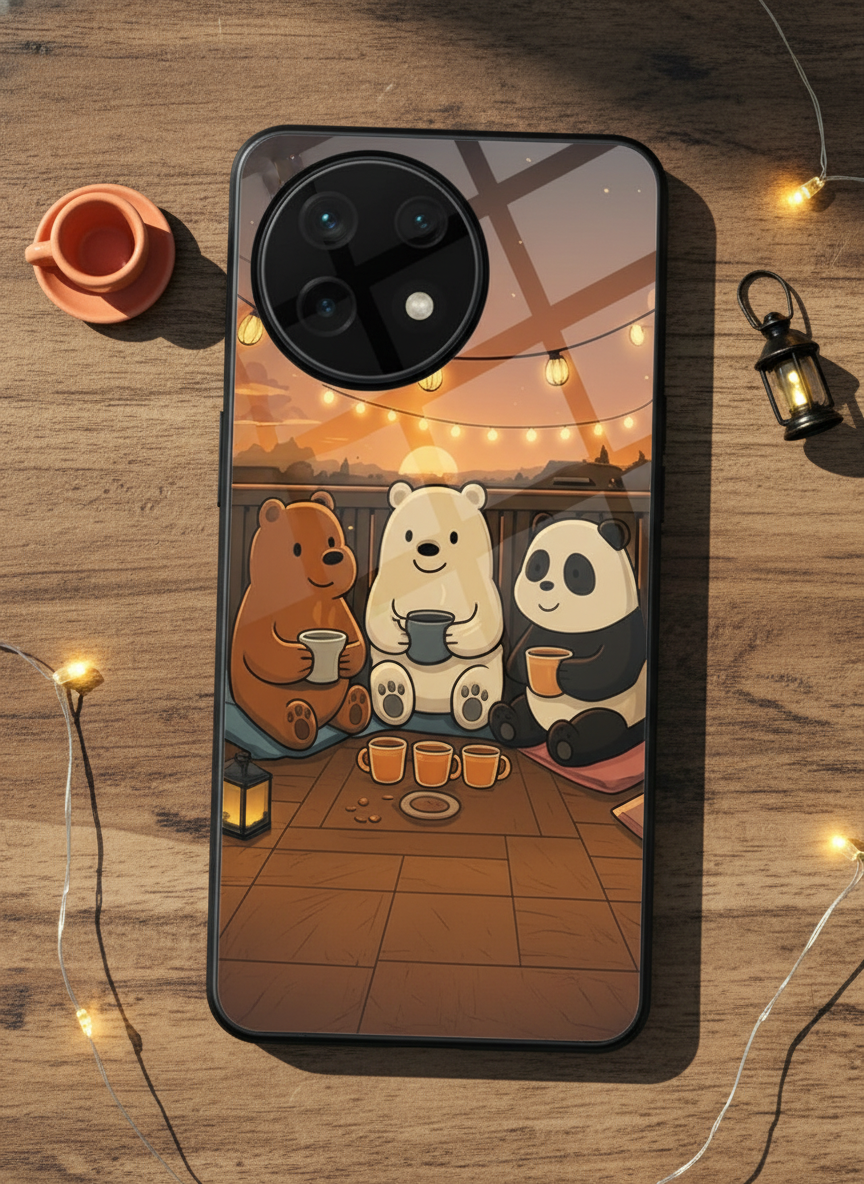 Tea Time Trio Glass Back Cover For One Plus 13, 12, 11, 10, Nord Series