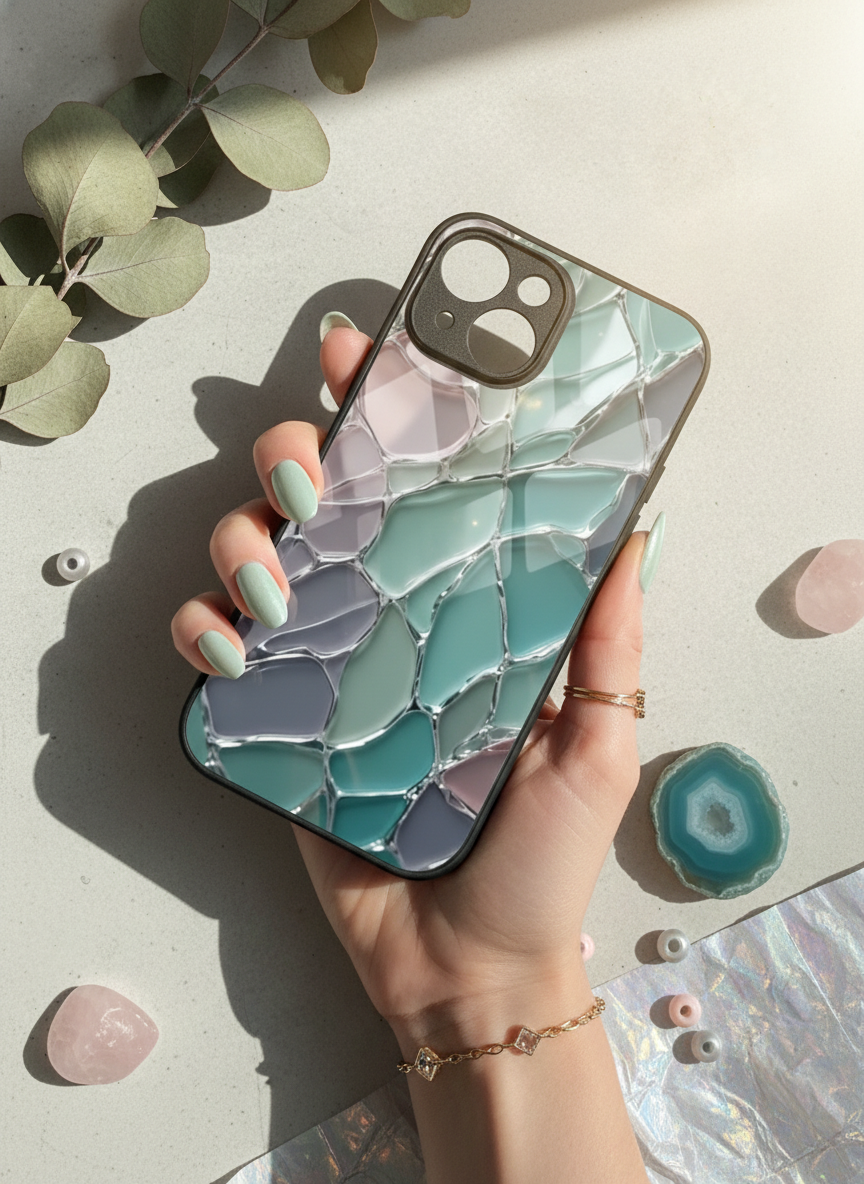Ocean Glaze Premium Glass Back Cover For iPhone 11-17 Models