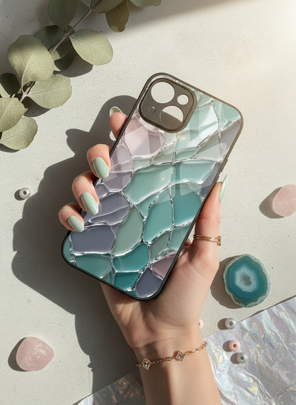 Ocean Glaze Premium Glass Back Cover For iPhone 11-17 Models