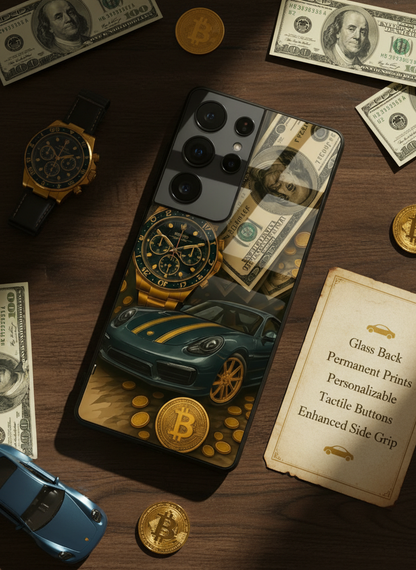 Crypto King Premium Glass Back Cover For Galaxy S, A, M & F Series