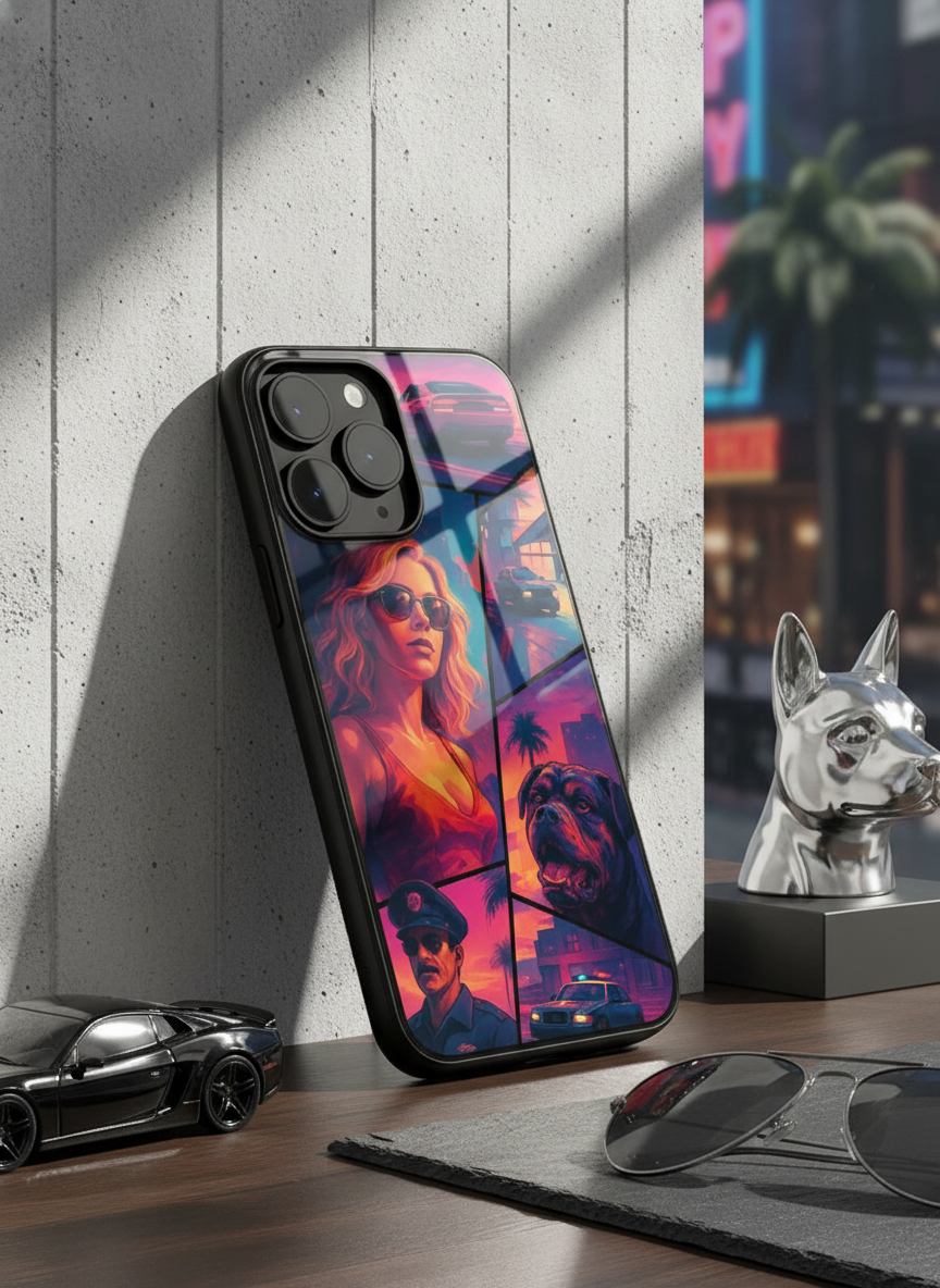 GTA Loading  Premium Glass Back Cover For iPhone 11-17 Models