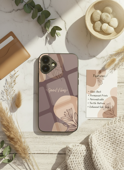 Calm Aura Premium Glass Back Cover For iPhone 11-17 Models