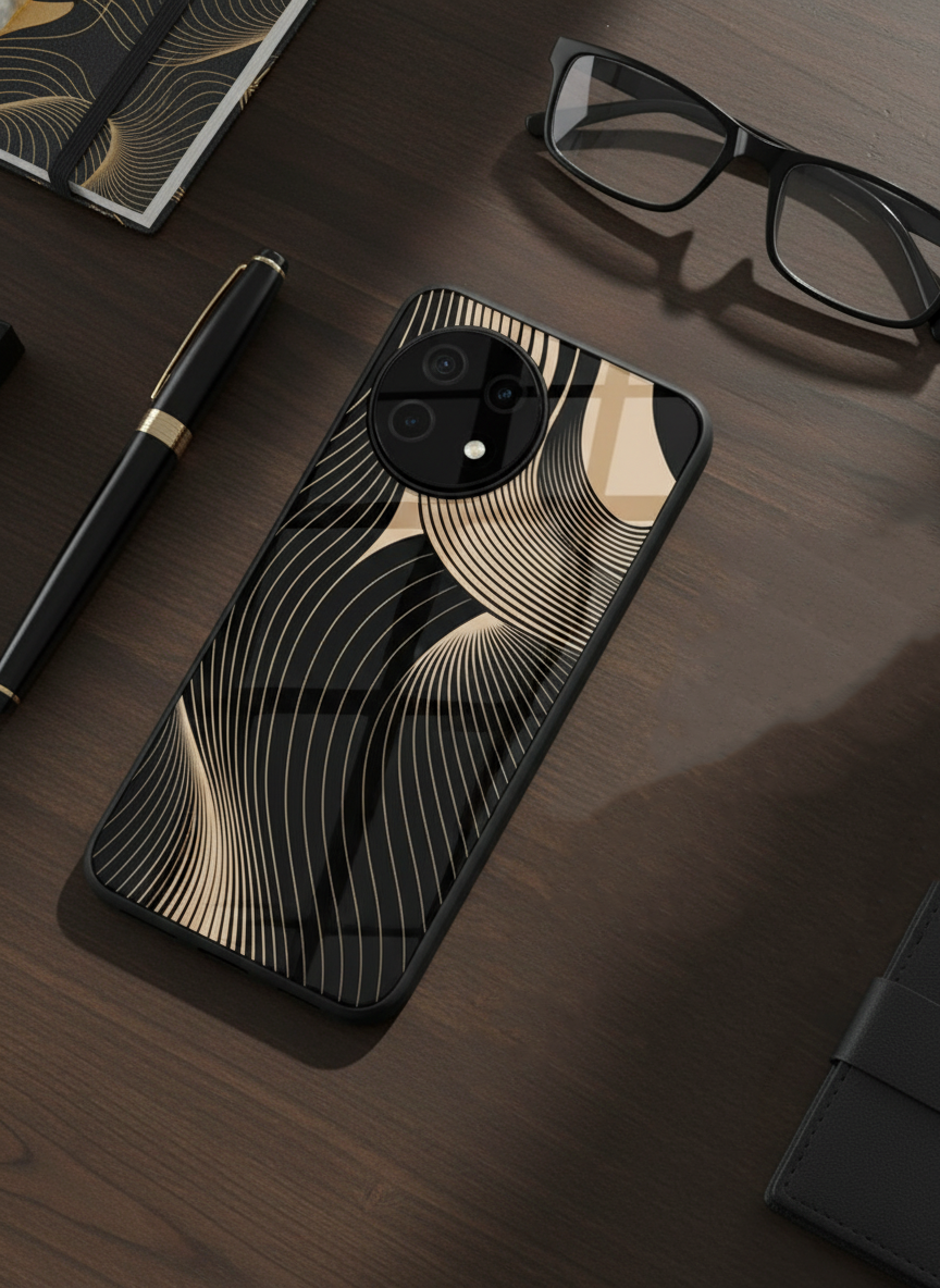 Aesthetic Swirls Premium Glass Back Cover For One Plus 13, 12, 11, 10, Nord Series