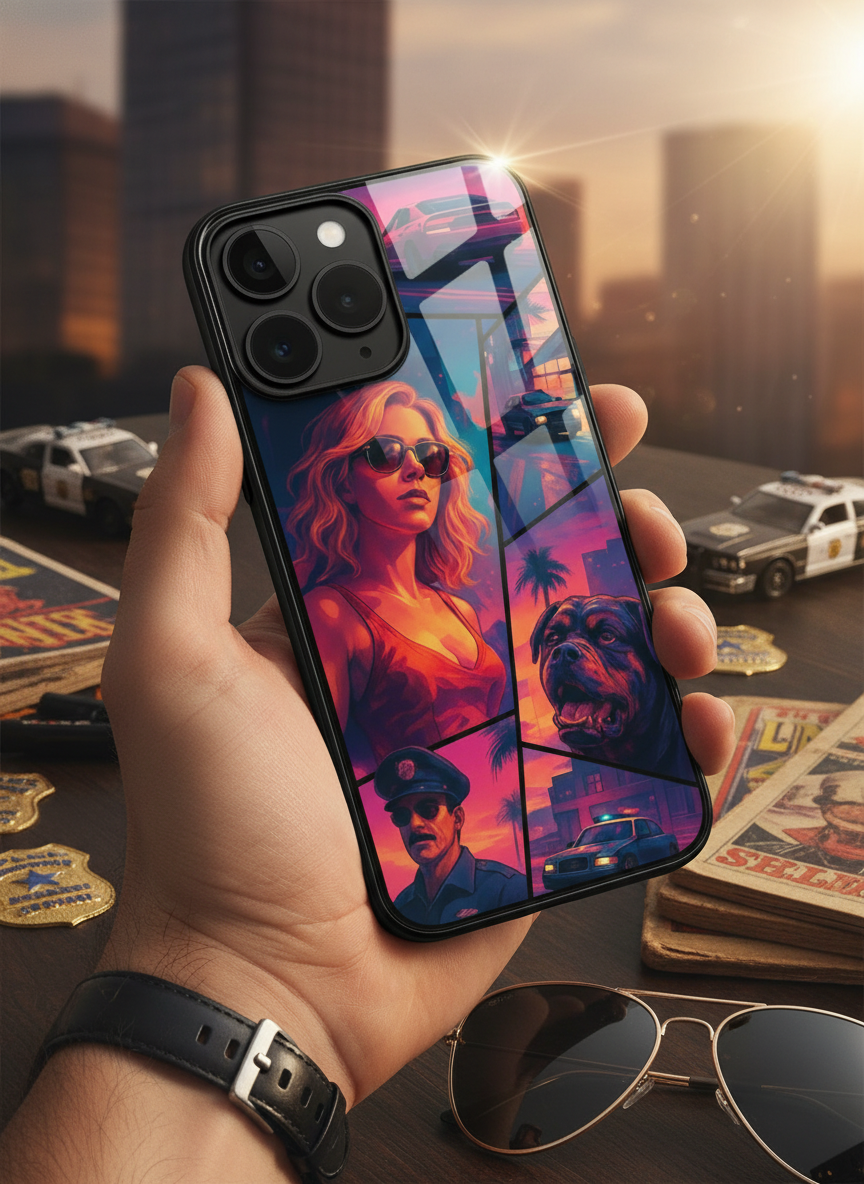 GTA Loading  Premium Glass Back Cover For iPhone 11-17 Models