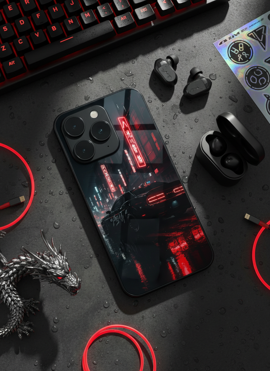 Tokyo Heart Premium Glass Back Cover For iPhone 11-17 Models