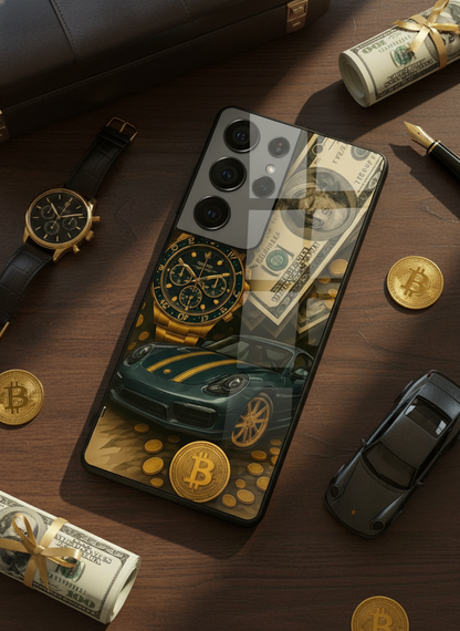 Crypto King Premium Glass Back Cover For Galaxy S, A, M & F Series